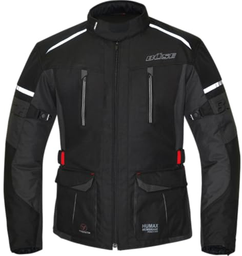 Büse Rider Pantalon de moto en textile pour enfant, noir/anthracite, imperméable, coupe-vent, respirant, membrane Z-Liner Humax, doublure thermique amovible, protections amovibles, taille 116