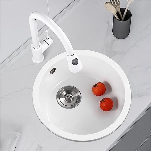 Lavabo de Salle de Bain/évier de Cuisine à cuve Unique encastré sous Plan avec Robinet extractible et mitigeur thermostatique idéal pour balcons comptoirs de Bar buanderies hôtels 42 x 42 cm