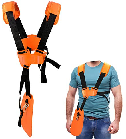 YOUSHARES Strimmer Harness Padded - Petrol Strimmer Strap with Double Shoulder Nylon Belt Adjustable for Brush Cutter or Gardenning Stihl Strimmer Harness Straps Heavy Duty