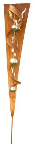 Gartendeko Rost Stab Andrea mit 3 Edelstahlkugeln Geschenkidee