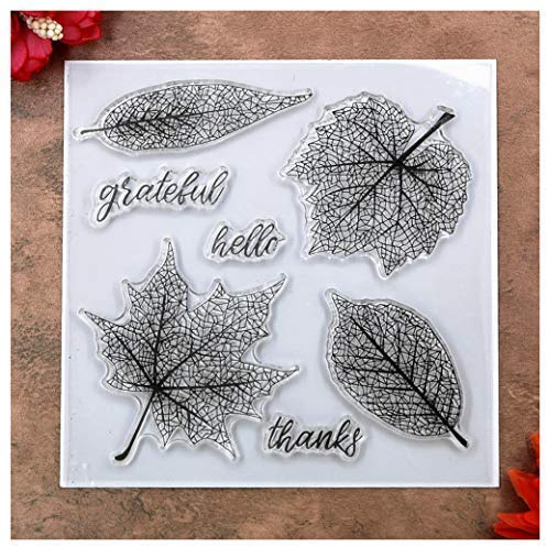 Kwan Crafts Blätter Hello Thanks Danke, klare Stempel für Grußkarten, Dekoration und DIY Scrapbooking