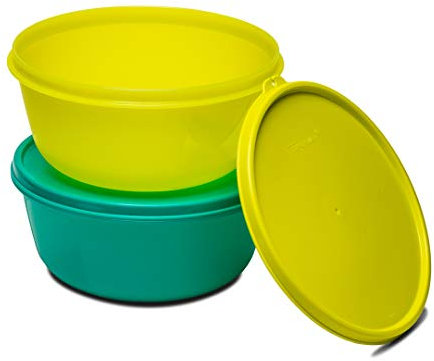 Tupperware SS Plastic 1.5 L Bowl (Yellow and Green) Set of 2