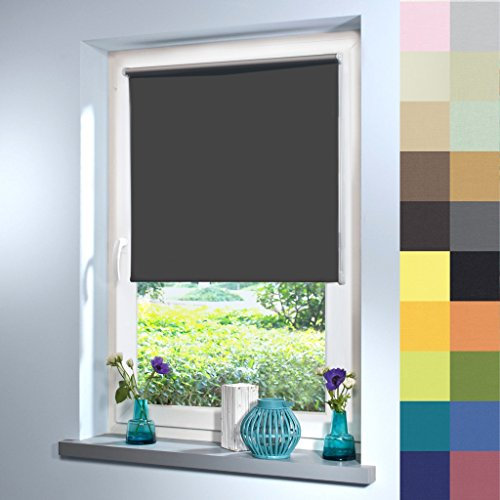 Sun World Tageslicht Rollo nach Maß, Blickdicht, hochqualitative Wertarbeit, alle Größen, für Fenster und Türen, Rollo nach Maß, Klemmfix ohne Bohren (120cm Höhe x 70cm Breite/Grau)