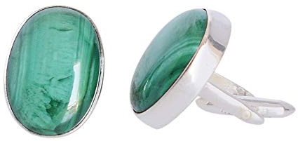 Anniversary Jewellery Herren-Manschettenknöpfe, grüner Malachit, Boho-Schmuck, Sterling-Silber 925, für Ehemann -4224