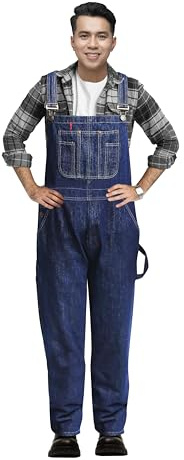 GREAT BIKERS GEAR - Pantaloni in jeans, salopette e bretelle, tuta Pro Heavy Duty Workwear, blu scuro, 36W x 32L