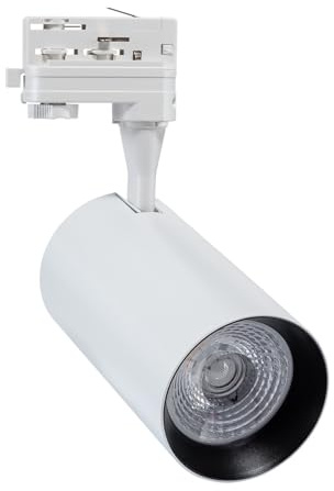 LEDKIA LIGHTING - Foco Carril LED Trifásico 30W Vulcan | Luz Cálida 3000K | 3000 lm | Instalación Sencilla | Ángulo 24º | Ideal para Tiendas y Galerías, Blanco, PC