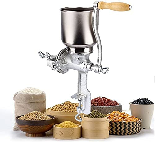 GOTOTOP Moulin manuel à céréales, moulin à céréales, moulin à café, moulin à maïs, moulin à céréales manuel avec entonnoir pour riz, noix de coco, grains de poivre, noix de coco