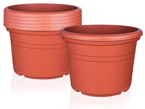 BigDean 6X Blumentopf Ø 40 cm Terrakotta Kunststoff Pflanztopf 40 x 28 cm | Containertopf, Übertopf, Pflanzkübel rund, Stabile Blumentöpfe, Robust & Langlebig, UV Beständig, Wetterfest