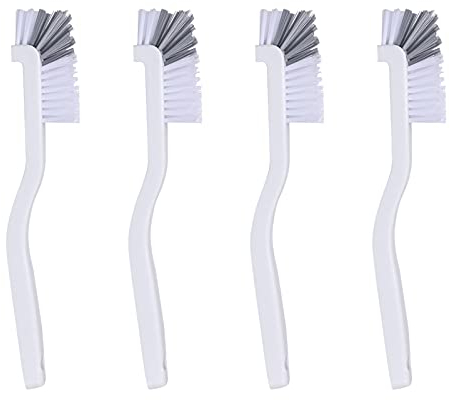 4-Pack Heavy Duty Dishwashing Brushes Set with Long Handles - Multi-Surface Scrubber for Kitchen Sink, Bottles, Pots & Bathroom Grout Cleaning - Angle Brush, Bottle Brush, Sponge Scrubber Included