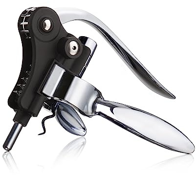 Vacu Vin Lever Corkscrew – Premium Two-Step Wine Opener with Grip Handles – Quick & Easy Cork Removal – Ergonomic Wine Bottle Opener for Natural or Synthetic Corks – Durable & Stylish Design