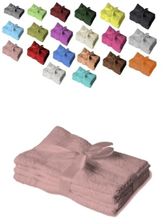 EXKLUSIV HEIMTEXTIL Set di asciugamani con fiocco, set da 4 pezzi, 30 x 50 cm, rosa