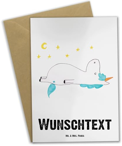 Mr. & Mrs. Panda Personalisierte Karte Einhorn Sternenhimmel - Geschenke, individuelle grußkarte, Sterne, Einhörner, Unicorn, Grußkarten Personalisiert, Klappkarte, Verrückt