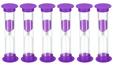 PATIKIL 2 Minutos Arena Temporizador, 6uds Pequeño Arena Reloj con Plástico Cubierta, Cuenta Regresiva Arena Cristal para Juegos, Cocina, Fiesta Recuerdos Bricolaje Decoración, Púrpura