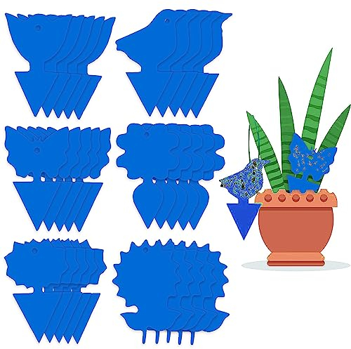 30 Stück Fliegenfalle Klebefalle Steckbare Fliegenfänger, Blautafeln Gegen Thripse Mit Aufhängedraht, für die Zimmerpflanzen Schädlingsbekämpfung