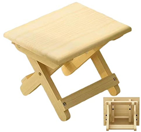 Raxove Sgabello pieghevole | Sgabello in legno, sedia ecologica resistente all'usura, impermeabile, senza vernice, per bagno domestico