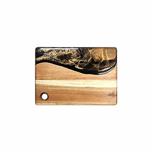 Lynn and Liana Designs Black Ember Acacia Small Cheese Board, 11-inch Length, Kitchen Accessories