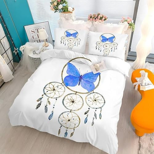 MAQUE Schmetterling BettwäSche Set TraumfäNger BettwäSche 135x200, WendebettwäSche und Kissenbezug 80x80, Weiche & Angenehme & Atmungsaktive Mikrofaser BettwäSche-Sets mit ReißVerschluss