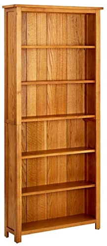 KOIECETA Eiche Massiv Bücherregal 6 Fächer Standregal Wandregal Aktenregal Holzregal Regal chrank Büroregal Bücherschrank Vitrine 80x22.5x180cm
