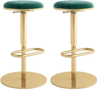 Barhocker 2er Set - Drehbar Stehhocker, Drehbare Barhocker Verstellbaren Barhockern Aus Samt Mit Hoher Rückenlehne, Gepolsterte Moderne Barhocker, Barhocker, Stühle Für Esszimmer/Hausbar/Küche ( Color