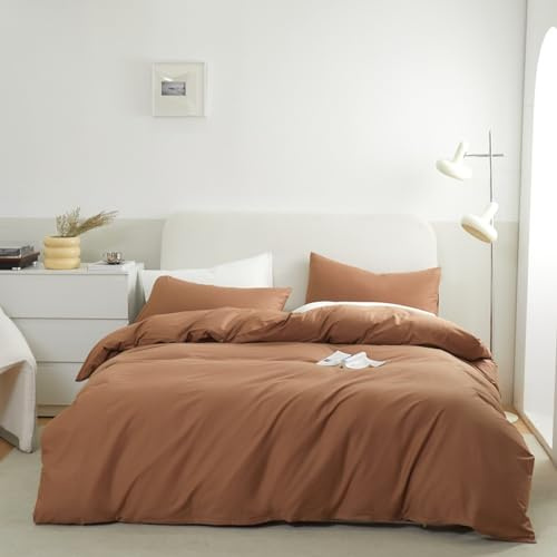 LSZHBSL Housse de Couette(200x230cm café) Housse de Couette - Coton - Linge de Lit pour Maison - Doux et Confortable