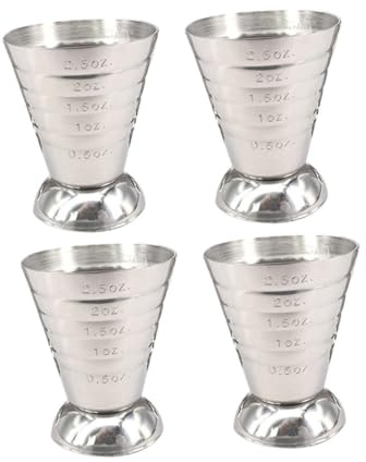 Zerodeko 4piezas Taza Medidora De Acero Inoxidable Vaso Medidor Multiusos Accesorio De Barra Medidor De Cóctel Para Cocina y Bar