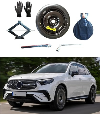 D'ANGELO 1988 Ersatzrad-Set, 45,7 cm (18 Zoll), kompatibel mit Mercedes GLC (ab 2015), mit Wagenheber, Schlüssel, Handschuhe und Tasche, R602F