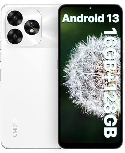 UMIDIGI A15C NFC Mobile Phone,16(8+8)+128GB,48MP Camera,5000mAh,Unisoc T606 Octa-Core Cellphone,Android 13 Smartphone,Type-C,6.7HD+Screen,4G Dual SIM/Face ID/GPS/OTG-white