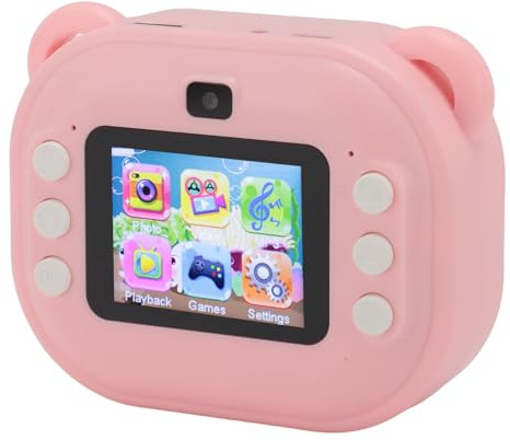 Yunseity Barnkamera, Instant Camera 2 Tum HD -skärm Multifunktionell 24MP med 32 GB Minneskort för Födelsedagspresent (Rosa)