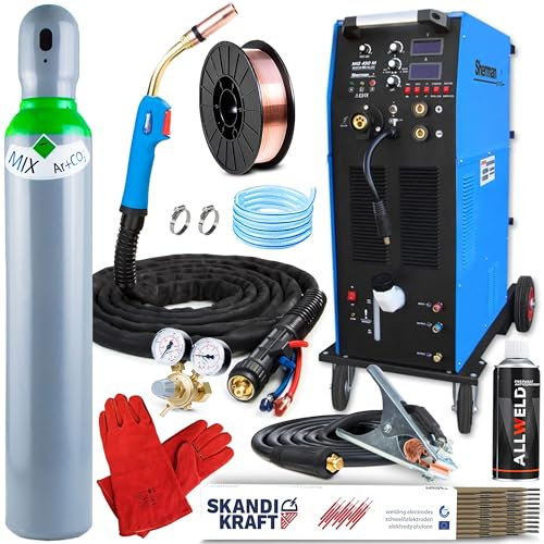 Sherman MIG 450M - Soldador Inverter Profesional 450A 400V - Sistema de Refrigeración, 4 Rodillos - Antorcha de Soldadura de 5m - Regulación de Inductividad - Set Pro