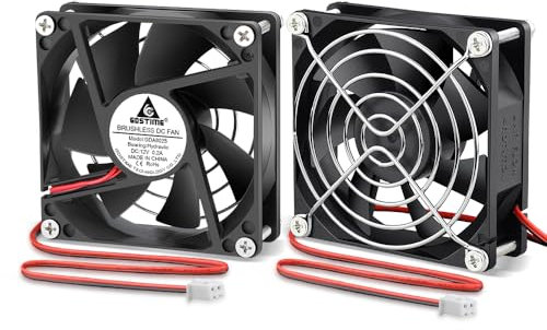 GDSTIME 80mm PC Fan 12V DC Brushless Cooling Fan 80mm x 25mm Computer Fan 2 PIN 2800 RPM High Performance Double Computer Fans For Router Laptop Amplifier
