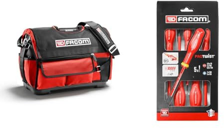 Facom BS.T20 - Boîte à outils tissée & Jeu de 5 Tournevis Protwist Isolés 1000V - Tournevis - Vissage - AT5VE.PB