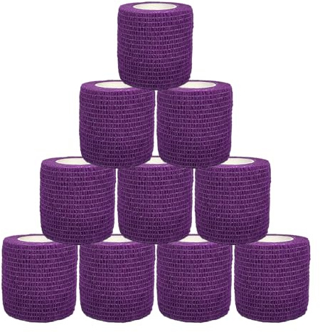 10 Rollen Selbsthaftende Bandage Tape Sport Haftbandage Verband Pflasterverband Fixierbinde Elastische Selbstklebender Für Finger Handgelenk und Sprunggelenk 5cm X 4.5m (Lila)