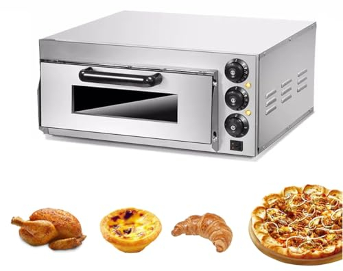 QYOEGSQ Countertop Electric Pizza Oven,16 Single Deck Commercial Drawer Toaster Pizza Oven with Timer,Stainless Steel Outdoor Multipurpose Pizza Oven Maker,for Hotel Restaurant Home Baked