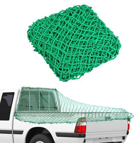 2.5x3M Cargo Net for Pickup Truck, Trailer Cargo Netting Luggage Net for SUV Van Roof Rack, Heavy Duty Elastic Mesh with Wrap Rope for Transportion Partition Decoration, Green