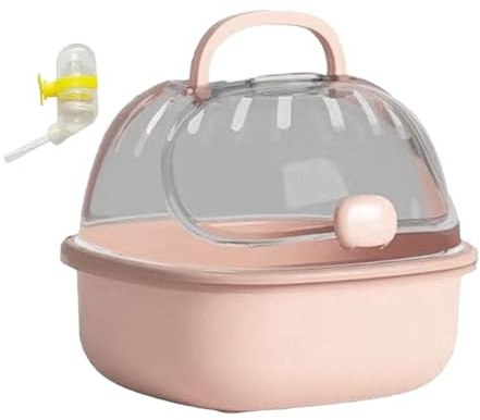 Fzaqwen Caza de Transporte de Hámster Caza de Animales Pequeños, Accesorio de Hámster Hamster Travel Carrier para Ratones, Al Aire Libre, Vacaciones Enanas, Rosa