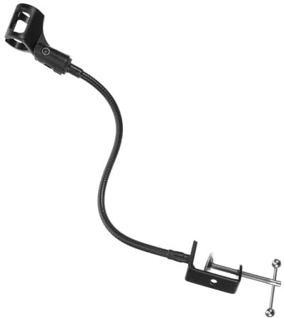 JOINPAYA Gooseneck Microphone Desk Arm Stand with Phone Holder Clamp, Adjustable Metal Clamp Base, 360° Angle Adjustment for Live Streaming and Recording,