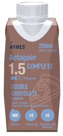 AYMES ActaGain 1.5 Complete - Double Chocolate - 24 x 200ml | Complete Nutritional Drink, Ready-to-Drink, Ages 3+, Gluten Free & Vegetarian