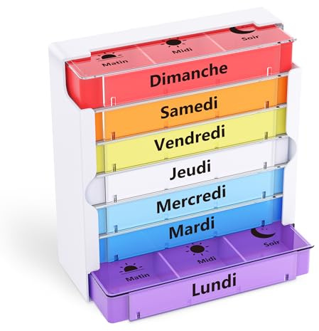 Opret Pilulier Semainier 7 Jours Matin Midi Soir 21 Compartiments - Blanc | Empilables Tour à Médicaments, 7 Jours 3 Fois, Pilulier Voyage, pour Vitamines Suppléments Pilules
