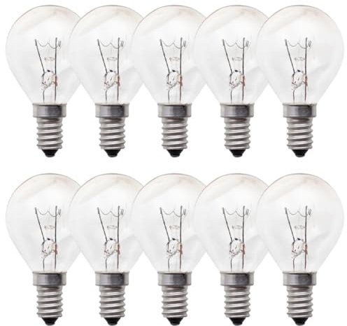 NCC-Licht 10 Stück Tropfenlampe Kugel klar E14 40W warmweiß dimmbar 230V