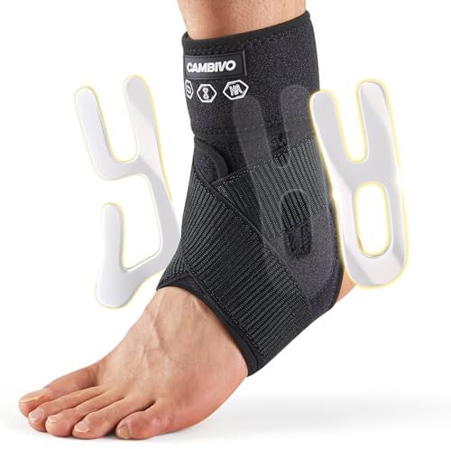 CAMBIVO Sprunggelenkbandage, Knöchelbandage mit Seitenstabilisator, Einstellbar Sprunggelenk Bandage Fußgelenk, Orthese Sprunggelenk für Verstauchungen, Plantarfasziitis, Fußbandage für Sport Alltag