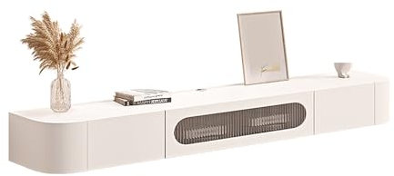 CMYAOYC TV Schrank TV Sideboard Schwebender TV-Ständer Hängender TV-Schrank Holzschrank Unter Dem TV Unterhaltungseinheit Wandmontierter TV-Schrank für Kleine Wohnungen(White,140x24x20cm/55x9x8in)