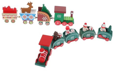GARVALON 2sätze Holz Weihnachtszug Dekoration Tafelaufsatz Festival Home Shop Fenster Weihnachts