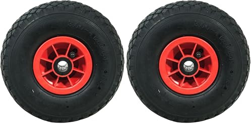 Roue gonflable 10'' 260x85 Alésage 20mm Werkapro (Lot de 2) - Roue en Oxyde d'aluminium Moyen - Rouge - Compatible avec Meule d’angle et Touret à meuler
