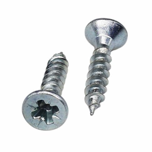 SKIR'CO (20 pcs) Zinc Plated Steel 3.5 x 20 mm Wood Screws, Pozidriv Countersunk Head, Chipboard Screws, PZ Fully Threaded
