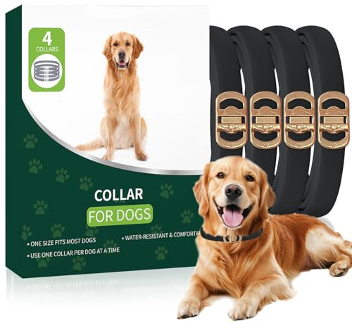 4 Pack - 32 Months Fresh Scent Outdoor Dog Collar for Bushes and Grass, Waterproof Dog Collar for Small Medium Large Breed Puppies, Black, One Size