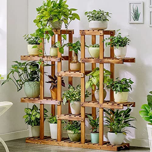 Pflanzenständer Regal für große Topfpflanzen – Holzregal für Blumen mit Gewächshaus-Aufbewahrungsregalen – Blumentopf-Organizer