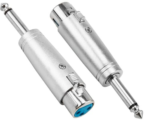 Lot de 2 adaptateurs XLR femelle vers jack 6,35 mm mono TRS mâle vers prise XLR femelle 3 broches pour mixeurs, haut-parleurs, moniteurs de studio