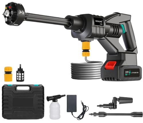 Akku Hochdruckreiniger für Makita Akkus,72 Bar Hydroblast Akku-Druckreiniger Akku-Druckreinigerpistole mit 4000mAh Akku und 6-in-1 Düse,Mobiler Hochdruckreiniger für Auto, Terrasse, Rasen