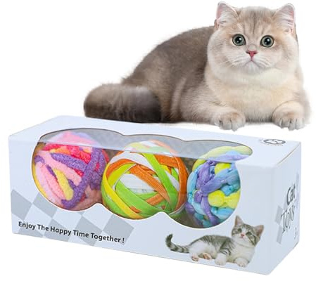 Generisch Katzen Beißball - Interaktives Katzenball Spielzeug Für Kitten,3 Weiche Kauspiele Mit Glöckchen Zur Zahnpflege Für Junge Katzen Und Welpen Bei Bewegung Und Jagdspielen