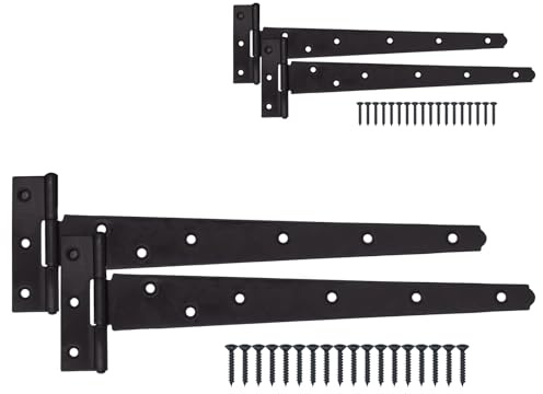 EAI Matt Black Gate Tee Hinges, 450mm / 18 Inch, Extra Heavy Duty, 4 Pack